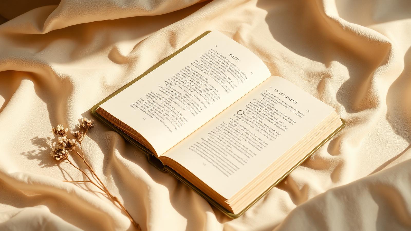 An open manuscript on ivory linen — words that finally match what the body was asking for